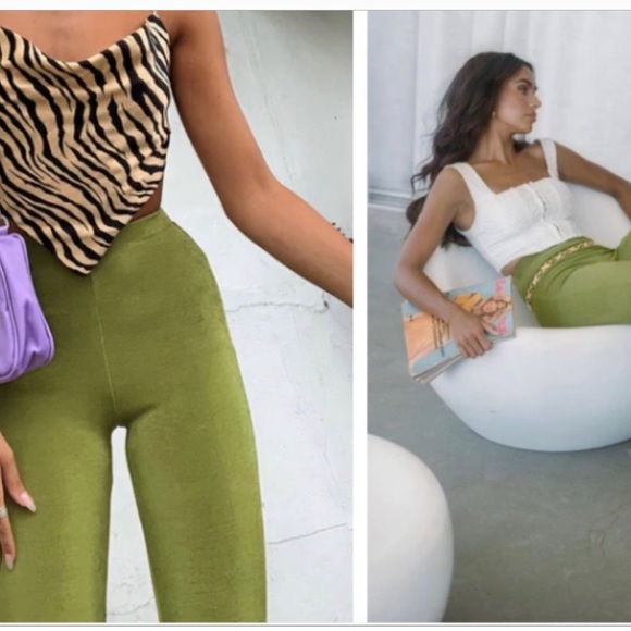 Princess Polly green high waisted flare pants size 6 | NWOT - Picture 2 of 9